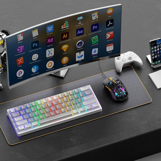 SM901 Gaming Mouse,13800DPI RGB Mouse with Programmable Buttons,53g Lightweight Wired Mouses for Gamer,Black