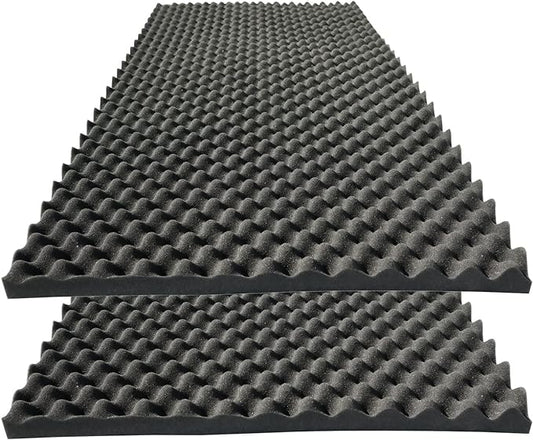 2 PCS Acoustic Panels,48''X24''X2'' Egg Crate Foam Soundproof Foam Wall Panels,High Density Fireproof Noise Cancelling Foam Studio Foam Panel,Noise (Black)