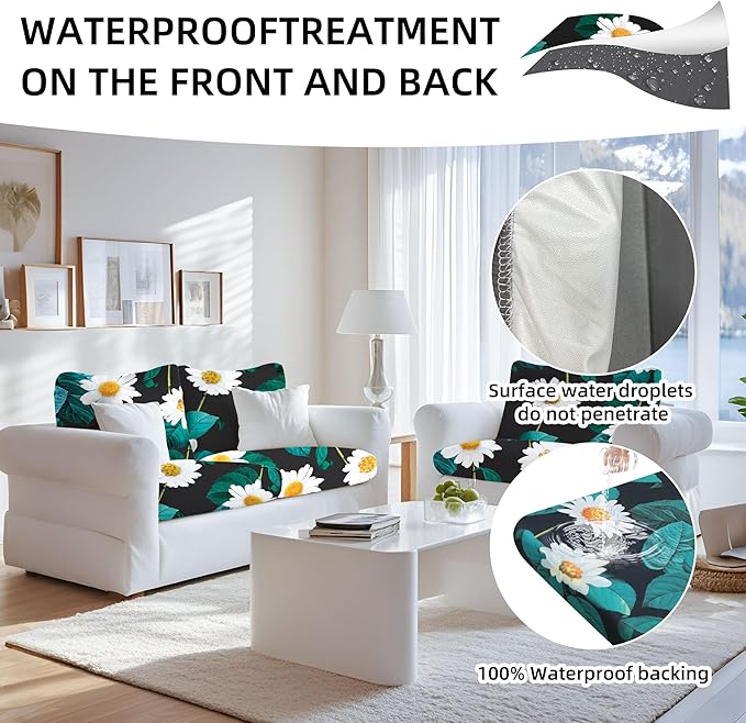 8Pcs Stretch Patio Cushion Covers Waterproof Outdoor Cushion Covers Patio Couch Cover Slipcovers, for Outdoor Furniture Protector Covers Replacement(Cover Only) (Magritte)