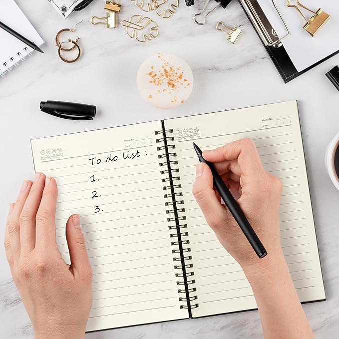 GioXtra Funny Office Notebook - 2Pcs MY BRAIN and TIMES Humorous Work Quote A5 Spiral Notebook Black Hardcover Diary Notepad Office Coworker White Elephant Gift College Student Gag Gift Birthday Favor