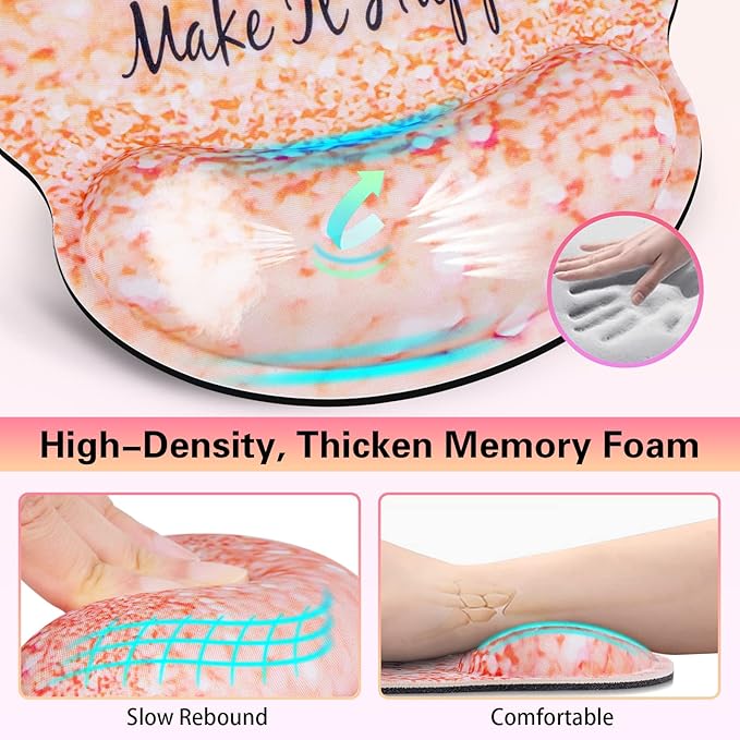 Mouse Pad with Wrist Support, Canjoy 3-in-1 Keyboard Wrist Rest + Ergonomic Mouse Pad + Coaster, Gel Wrist Rest for Computer Keyboard, Easy Typing & Pain Relief