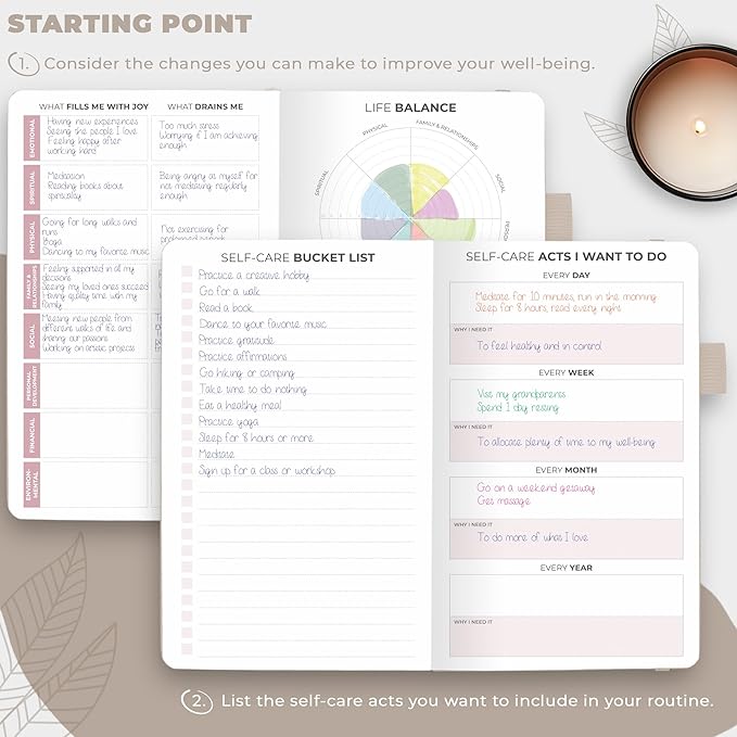 Clever Fox Self-Care Journal Pocket – Daily Reflection Notebook – Mental Health & Personal Development Planner, Meditation & Mood Log (Seashell)