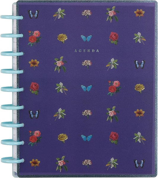 Happy Planner Disc-Bound Planner Jan.–Dec. 2026, Includes 3 Extra Months and 2 Sticker Sheets, Classic Size, 7" x 9.25", Dashboard Layout, Blue Botanical Year