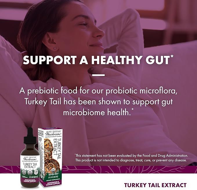 Host Defense Turkey Tail Extract - Digestive Health & Immune Response Support Supplement - Mushroom Supplement for Gastrointestinal & Gut Microbiome Support - 2 fl oz (60 Servings)*