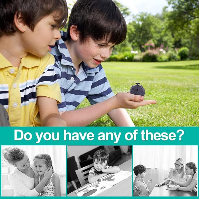 Mini Fidget Toys, Cool Black 12 Sided Fidgets Toy Cubes for Kids Adults with Anxiety ADHD Autism and Relief Stress (Pure Black)