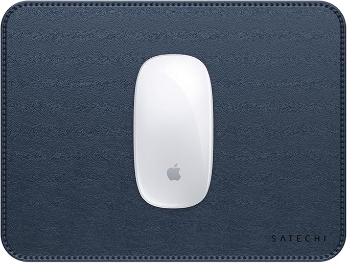 Satechi Vegan-Leather Mouse Pad, Ergonomic, Reversible, Scratch and Water Resistant, Easy to Clean, for Office and Home, 9.8" x 7.5" x 0.14" - Blue