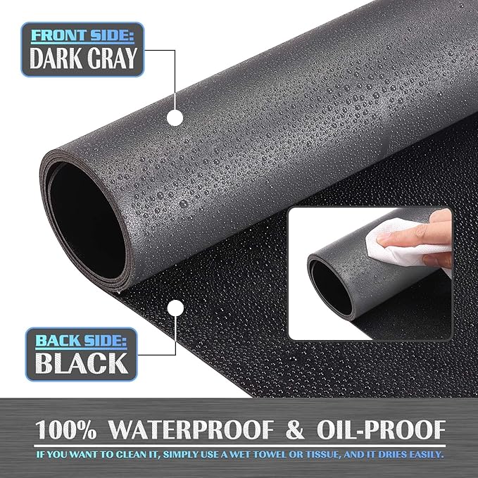 K KNODEL Large Office Leather Desk Mat, Mouse and Keyboard Pad, Computer and Laptop Mat, Desktop Protector and Cover, Writing Pad and Blotter (47.2"x17", Dark Gray)