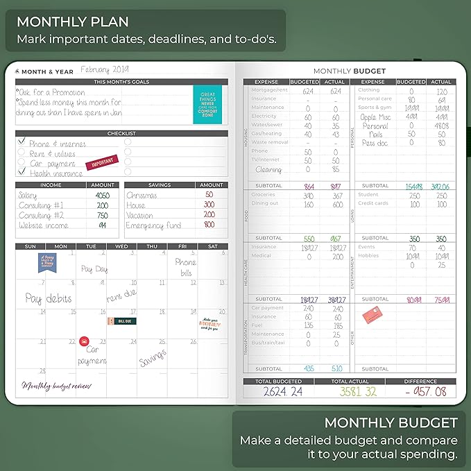 Clever Fox Budget Planner - Expense Tracker Notebook. Monthly Budgeting Organizer, Finance Logbook & Accounts Book, Bill Tracker, A5 (Dark Green)
