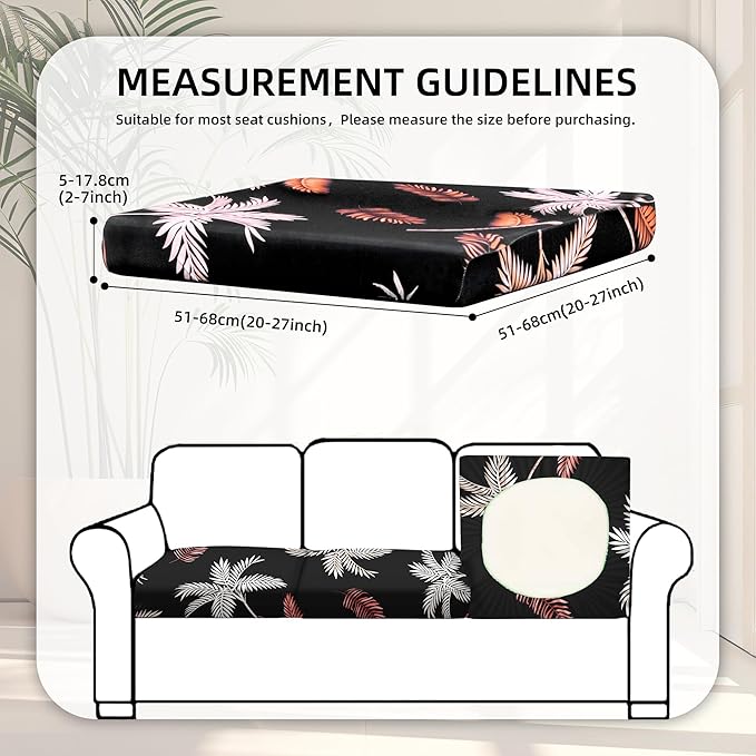 8Pcs Stretch Patio Cushion Covers,Outdoor Couch Covers Replacement,Outdoor Couch & Sofa Slipcovers,for Patio Furniture Cushion Covers,Washable Reusable Furniture Protector(Coconut Forest, Cover Only)