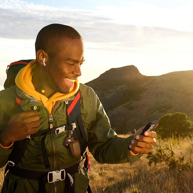 Dreem Om Case Cover with Keychain Clip Compatible with AirPods Pro 2/Pro, Protective One-Piece Hard Shell, Luxury Vegan Leather AirPod Pro Case 2nd/1st Generation with Separate Clip [Chocolate]