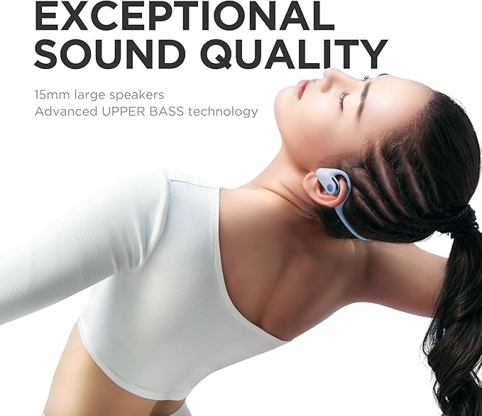 Libratone UP Open Ear Bluetooth Headphones, Weight only 23.5g, dust and Water Resistant, up to 8 Hours of Battery Life, Premium Sound for Workouts and Sports, Dual-mic AI Clear Calls (Blue)