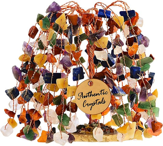 7 Chakra Crystal Tree of Life Handmade Gemstone Bonsai for Home Office Desk Decor, Feng Shui Money Tree for Healing, Protection, Wealth, Luck, Positive Energy, Spiritual Gifts for Women Mom