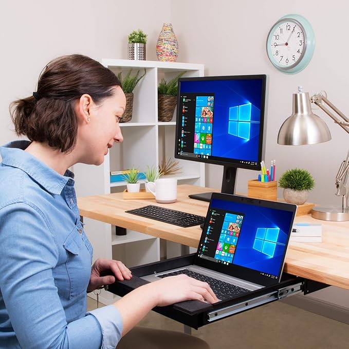 Penn Elcom Under Desk Laptop Drawer, Lockable, for 14” Laptops - Premium Sliding Security Drawers - Model EX-6101B