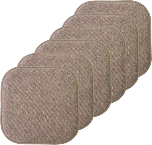 Sweet Home Collection Chair Cushion Memory Foam Pads Honeycomb Pattern Slip Non Skid Rubber Back Rounded Square 16" x 16" Seat Cover, 6 Pack, Alexis Chocolate