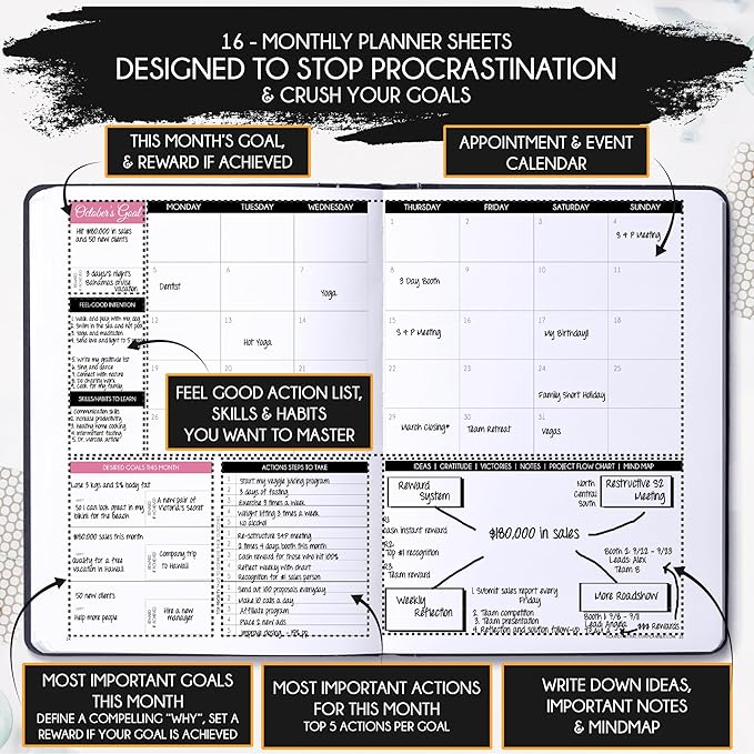 2025-2026 Planner Weekly and Monthly | 16-Month Life Planner to Increase Focus & Productivity | Reduce Overwhelm & Achieve Your Biggest Goals | Include Gift Box & Stickers | Sep 2025-Dec 2026