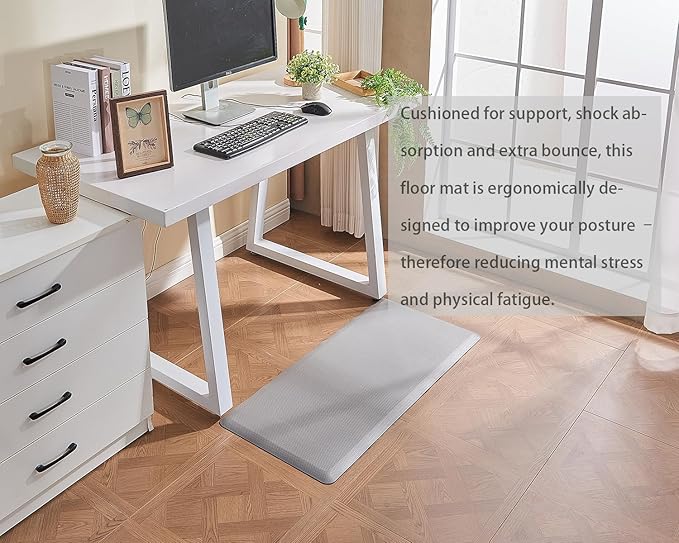 Anti Fatigue Kitchen Rugs Kitchen Mats for Floor,Cushioned Non-Slip Waterproof Ergonomic Comfort Rug Standing Mat for Kitchen,Doing Dishes,Floor,Home,Office,Sink,Laundry,Grey,17.3"x39"