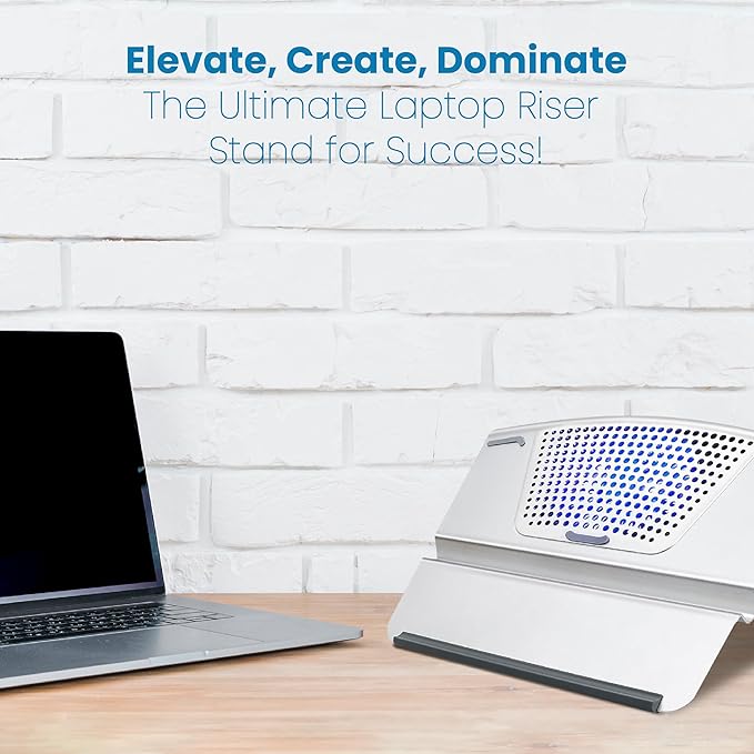 OTM Essentials Aluminum Small Laptop Riser Stand, Desk Riser with Non-Slip Padding and Tilted Surface, Versatile Home Office Essentials, Ideal for 11"-13" Laptops