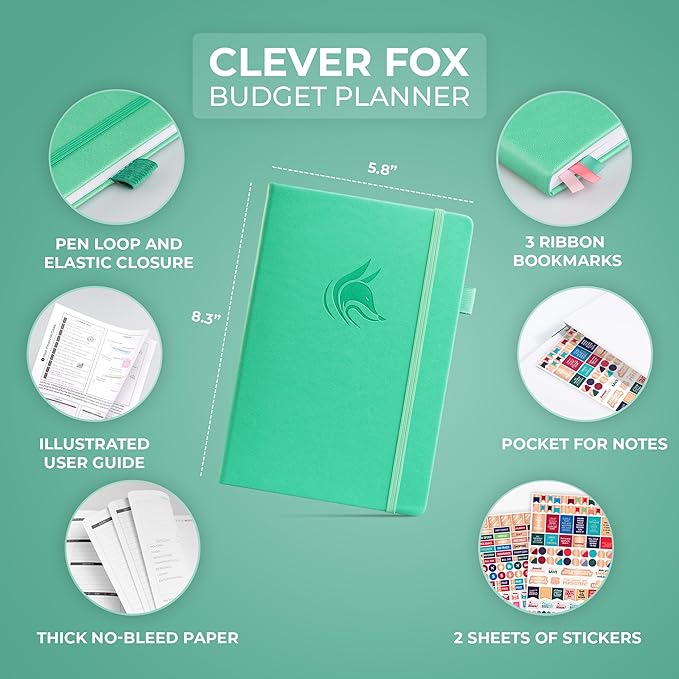 Clever Fox Budget Planner - Expense Tracker Notebook. Monthly Budgeting Organizer, Finance Logbook & Accounts Book, Bill Tracker, A5 (Emerald)