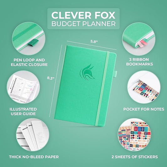 Clever Fox Budget Planner - Expense Tracker Notebook. Monthly Budgeting Organizer, Finance Logbook & Accounts Book, Bill Tracker, A5 (Emerald)