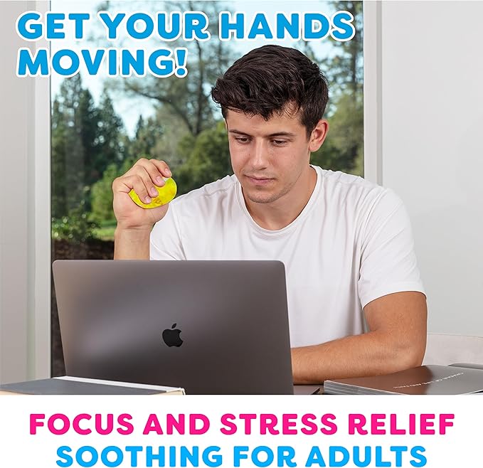 Power Your Fun Arggh Glitter Mini Stress Balls for Adults and Kids - 3pk Squishy Stress Ball Fidget Toys, Sensory Toys and Stress Relief Mini Squishy Toys Squeeze Ball Toy (Yellow, Pink, Blue)