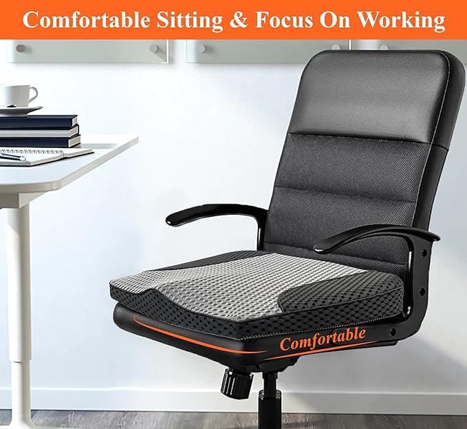 kingphenix Premium Car Seat Cushion, Memory Foam Driver Seat Cushion to Improve Driving View- Coccyx & Lower Back Pain Relief - Seat Cushion for Car, Truck, Office Chair (4D Mesh Gray&Black)