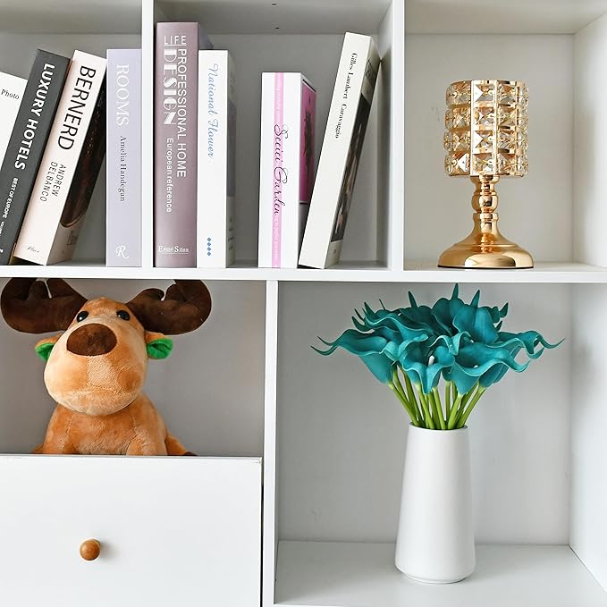 Mandy's PU Teal Calla Lily Artificial Flowers 20 Stems 13.5in Faux Realistic Centerpiece DIY Bridal Bouquet Home Décor