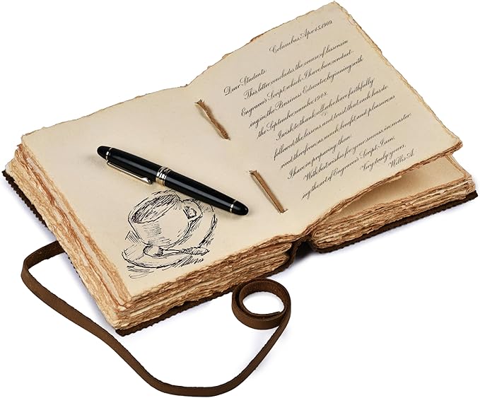 LEATHER VILLAGE Leather Bound Floral Embossed Journal for Women Men - 200 Pages, 10X7 Inches, Brown - Book of Shadows, Vintage Blank Paper Travel Diary, Notebook for Writing, Drawing, Sketchbook