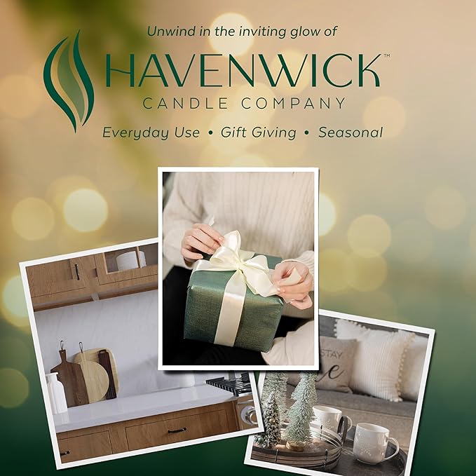 Havenwick Balsam & Amber Soy Blend 22-oz Large Jar Candle, Long Lasting 110-130 Hour Burn Time with Single Cotton Wick, Perfect Holiday Pine Scented Candles for New Home Gift & Christmas Gift