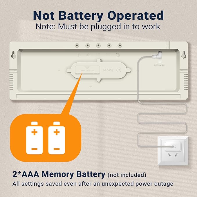 16.5" Large Digital Wall Clock: 11 RGB Colors Wall Mount Decor Clock for Living Room Bedroom Office Classroom, House Warming Gifts New Home Decor, Birthday Gifts for Men Women Khaki