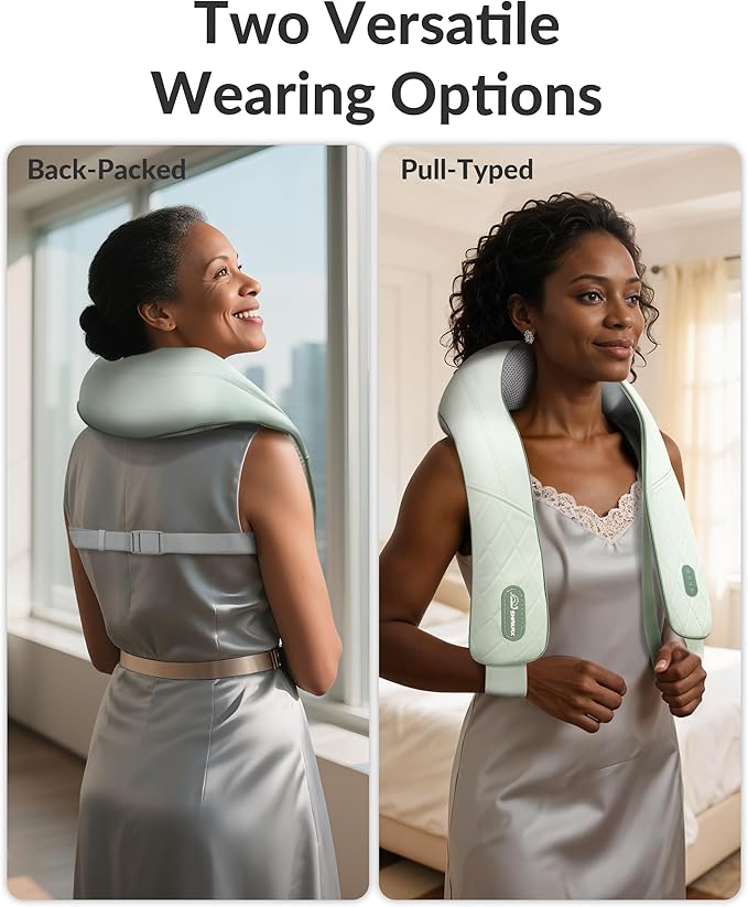 Cordless Neck Massager with Heat, Shiatsu Neck Shoulder Massager for Pain Relief Deep Tissue, 4D Kneading Back Massager Pillow, Rechargable Portable Massager, Gifts/Presents for Women, Men