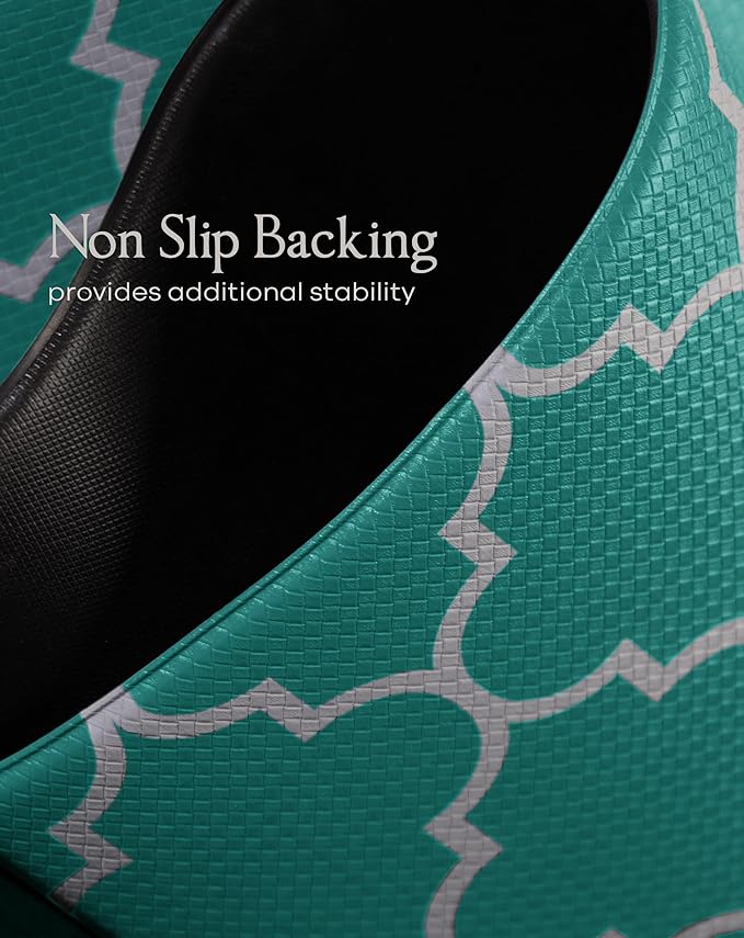 Anti-Fatigue Kitchen Mat Set – 2-Piece Memory Foam Cushioned Mats for Standing – Teal Lantern, 18×30 & 18×60, 0.4 in Thick, Waterproof, Non-Slip – Homergy