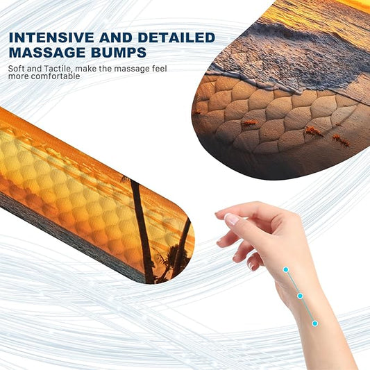 Ergonomic Mouse Pad and Keyboard Wrist Rest with Massage Design, Space-Saving Mouse Pad Wrist Support, Memory Foam Wrist Rest with Non-Slip PU Base for Computer Desk, Beach