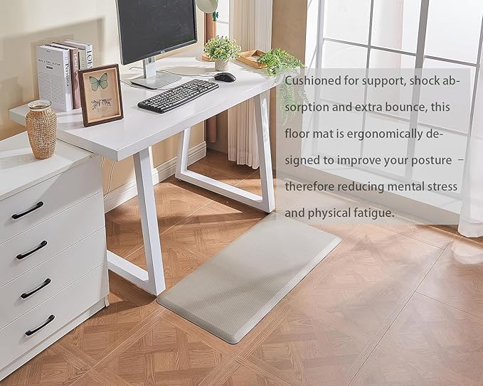 Anti Fatigue Kitchen Rugs Kitchen Mats for Floor,Cushioned Non-Slip Waterproof Ergonomic Comfort Rug Standing Mat for Kitchen,Doing Dishes,Floor,Home,Office,Sink,Laundry,Beige,17.3"x39"