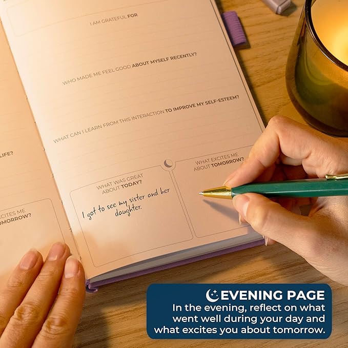 Clever Fox Gratitude Journal Premium - Happiness, Positivity & Affirmation Journal – Inspirational Daily Notebook, 6 Months (Violet Blossom)