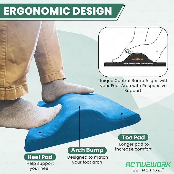 2-in-1 Portable Foot Rest Pro - Extra Large - Foot Rest & Foot Leg Exerciser - Improve Circulation & Relax Exercise Massage Foot Under Desk Work Office Chair, Gaming & Home (Blue)