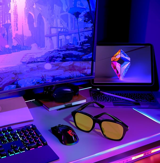 VISOONE Gaming Glasses Blue Light Blocking Oversized Square Computer Eyewear Men Women Bennett