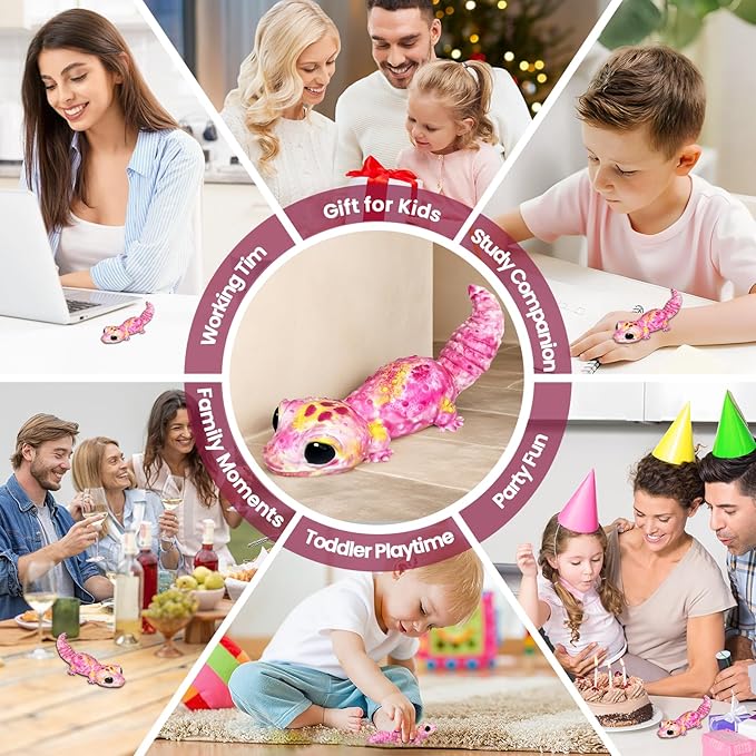 Taba Squishy, Ultra-Soft Gecko Squeeze Toys for Kids Adults, Fidget Sensory Stress Relief Squishies Toys, Food-Grade Silicone Cute Anxiety Relief Party Favors Gifts for Girls & Boys