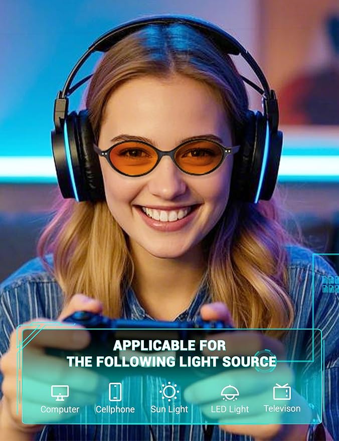 TIJN Olisa Blue Light Blocking Glasses for Women Men,Oval Glasses Frame Bluelight Glasses for Gaming/Computer/Screen