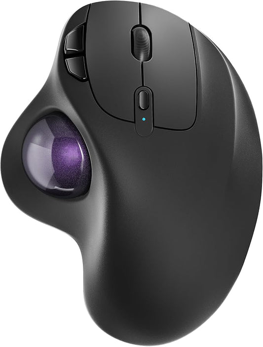 Nulea M501 Wireless Trackball Mouse, Rechargeable Ergonomic, Easy Thumb Control, Precise & Smooth Tracking, 3 Device Connection (Bluetooth or USB Receiver), Compatible for PC, Laptop, Mac, Windows.