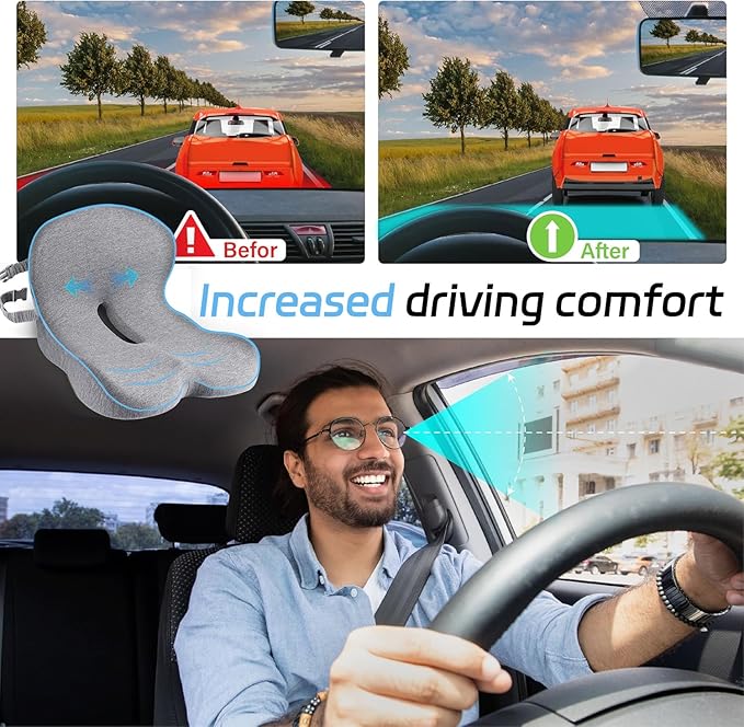 Trucker seat Cushions for Long Sitting, semi Truck seat Cushion with Lumbar Support, Truck seat Cushion for Back Pain and Supporting The HIPS, Trucker Essentials