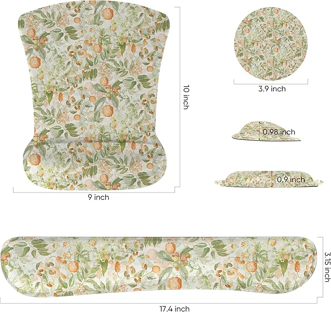 RICHEN Mouse Pad and Keyboard Wrist Rest, 3-in-1 Computer Mousepad and Coaster Set, Non-Slip Keyboard Wrist Rest and Mouse Pad Set Ergonomic Design (FKMWR-53)