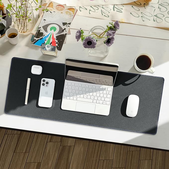 Waterproof Large Gaming Mouse Pad with Durable Stitched Edges, Non-Slip Rubber Base, Smooth Surface Mouse Mat Desk Pad for Home Office Gaming, 27.5"x11.8"x0.08", Dark Gray