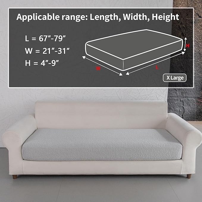 Couch Cushion Covers for Sectional Sofa, Stretch Soft Sofa Slipcovers Washable Wear-Resistant Universal Furniture Protector for Living Room(1 Piece Oversized Cover, Light Gray)