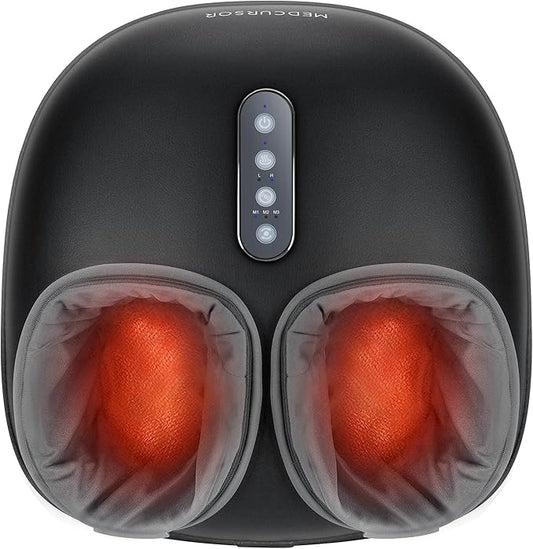 Medcursor Foot Massager Machine with Heat, Feet Massage Delivers Relief for Tired Muscles & Plantar, Deep Kneading Therapy, Multi-Level Settings for Home, Office Use, Size up to 13"