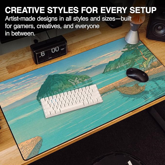 MPCO. Ukiyo-E Large Gaming Desk Pad - 36" x 17" Duraglyde Fabric Izuno Mitsu Desk Mats - Washable, Smooth Glide for Precision Gaming & Work