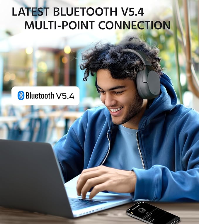 Edifier W830NB Wireless Over Ear Headphones with -45dB Active Noise Cancelling, 94H Playtime, LDAC Hi-Res Sound, Spatial Audio, Fast Charging, Multipoint Connection, Bluetooth V5.4 - Gray