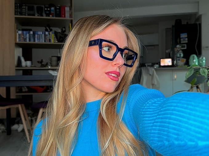 VISOONE Blue Light Blocking Glasses with TR90 Rectangle Frame and Chic Preppy Look for Women Men RIVER
