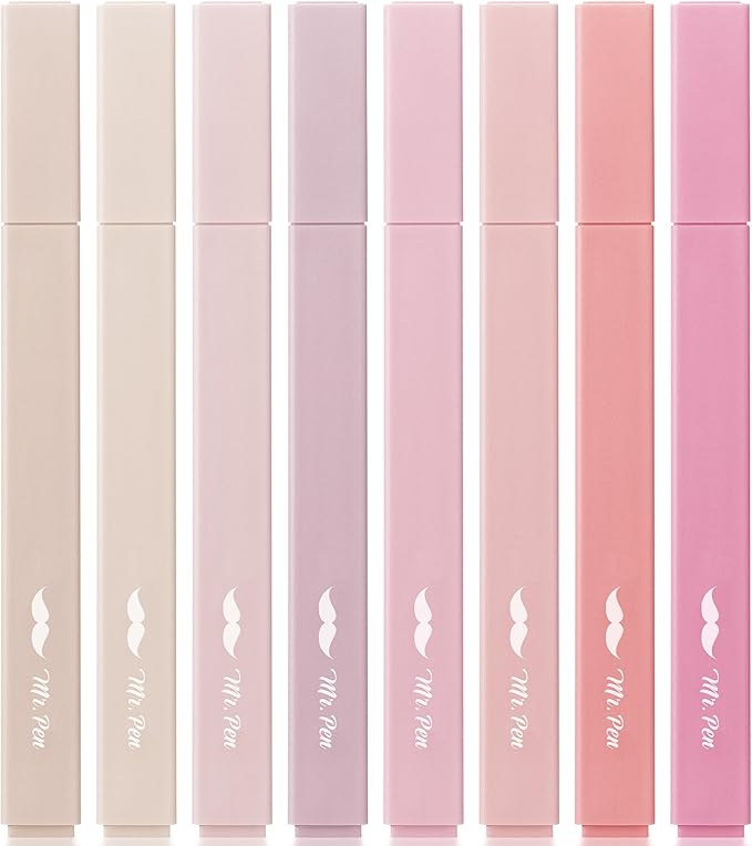 Mr. Pen- Aesthetic Highlighters, 8 pcs, Chisel Tip, Vintage Colors, No Bleed Bible Highlighter Pastel, Highlighters Assorted Colors