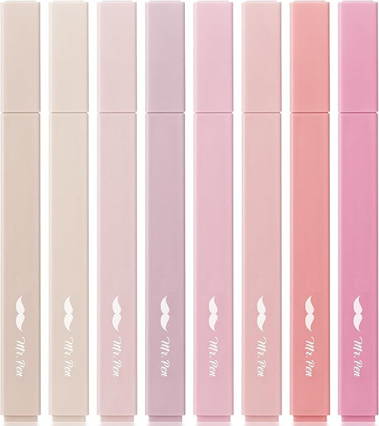 Mr. Pen- Aesthetic Highlighters, 8 pcs, Chisel Tip, Vintage Colors, No Bleed Bible Highlighter Pastel, Highlighters Assorted Colors