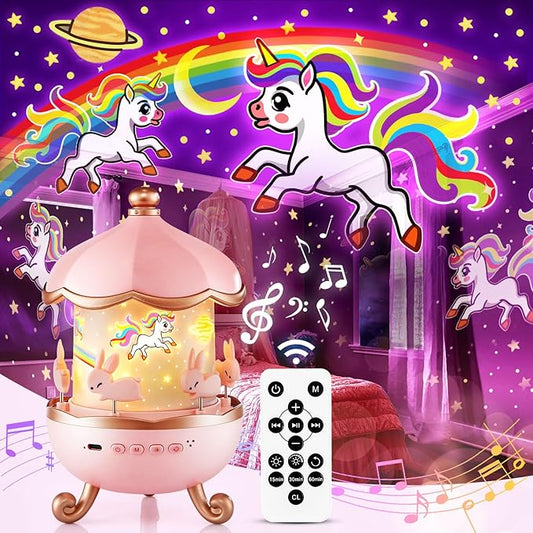 Sound Machine Baby Night Light Projector, 10 White Noise | 21 Colors | 15 Films Toddler Night Light for Kids, Remote Control Baby White Noise Machine, Unicorn Toys for Girls